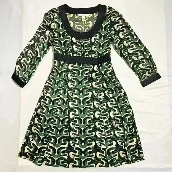 Vintage Diane Von Furstenberg Steffi Chain Link Silk Evening Empire Dress Size 2 - Picture 4 of 16